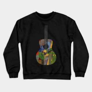 Guitar inception - Minimalist Abstract Art Patchwork Collage Crewneck Sweatshirt